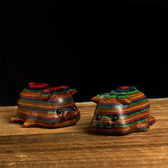 Buddha Stones 2Pcs Mini Rainbow Eucalyptus Pig Carved Positive Decoration - 2Pcs Pig 30*19mm - image 1