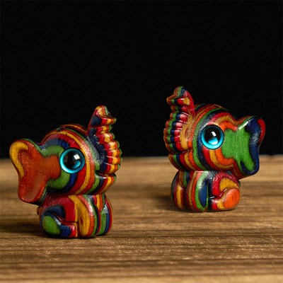 Heute GRATIS: Reduzieren Sie Stress und Stärke 2-teilig Mini Rainbow Eucalyptus Elefant geschnitzte Dekoration