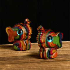 Heute GRATIS: Reduzieren Sie Stress und Stärke 2-teilig Mini Rainbow Eucalyptus Elefant geschnitzte Dekoration