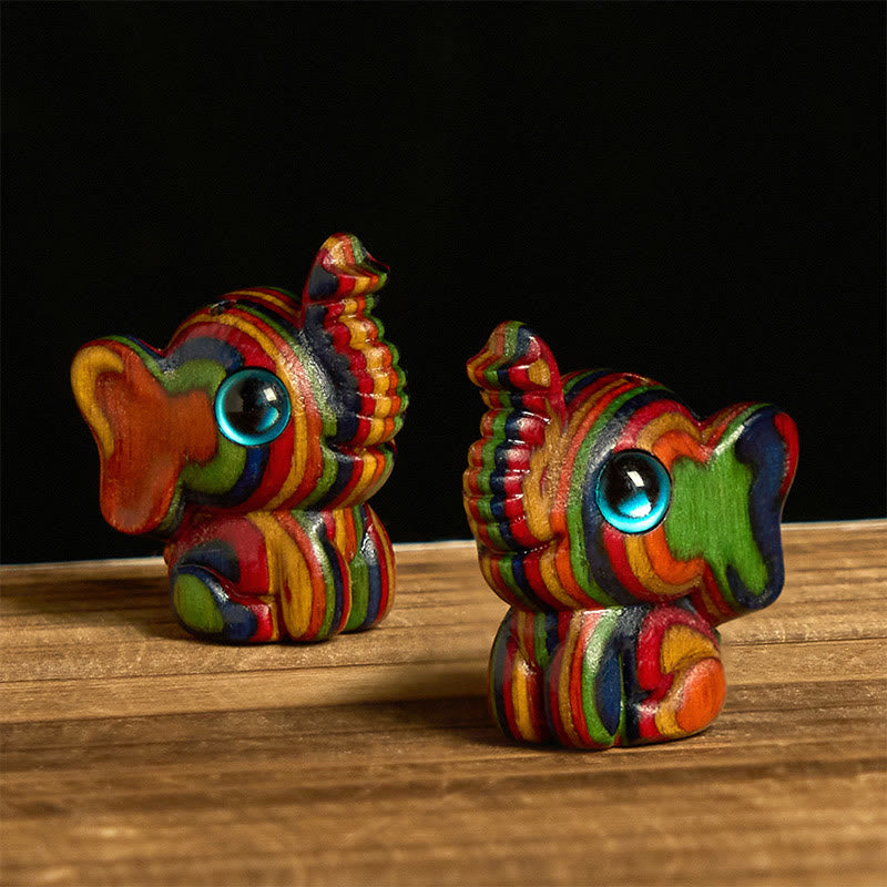 Heute GRATIS: Reduzieren Sie Stress und Stärke 2-teilig Mini Rainbow Eucalyptus Elefant geschnitzte Dekoration