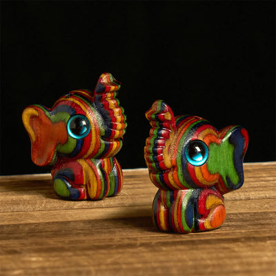 Buddha Stones 2Pcs Mini Rainbow Eucalyptus Elephant Carved Strength Decoration - Elephant 1.9*2.6*3.2cm - image 1