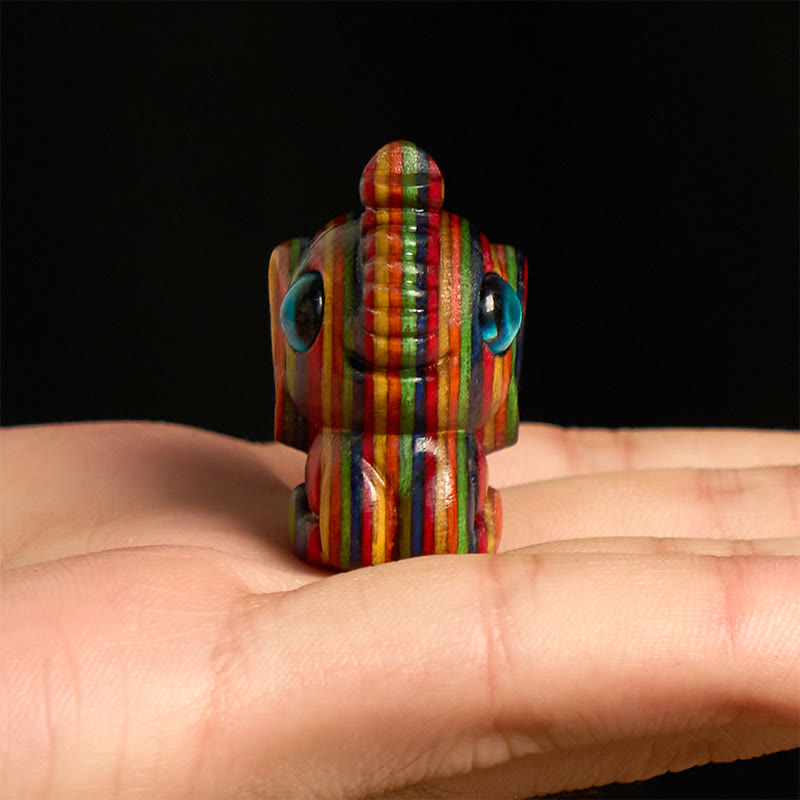 Heute GRATIS: Reduzieren Sie Stress und Stärke 2-teilig Mini Rainbow Eucalyptus Elefant geschnitzte Dekoration