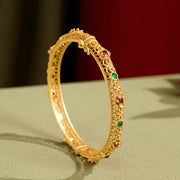 Foviel Hollow Design Copper Plated Gold Flower Luck Bracelet Bangle