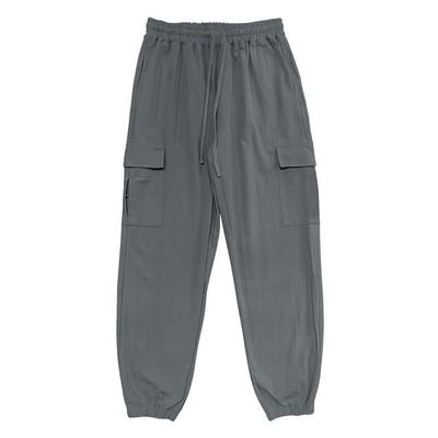 Buddha Stones Solid Color Linen Drawstring Men's Cargo Pants With Pockets - Gray - US/UK/AU46，EU56 (3XL) - image 16
