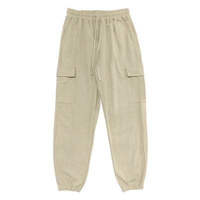 Buddha Stones Solid Color Linen Drawstring Men's Cargo Pants With Pockets - Wheat - US/UK/AU46，EU56 (3XL) - image 22