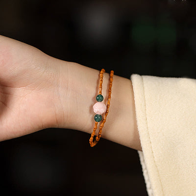 Buddha Stones Ultra-fine Olive Pit Lotus Inner Strength Double Circle Bracelet - image 8