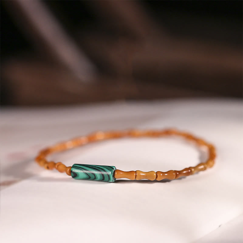 Buddha Stones Ultra-fine Olive Pit Peace Bracelet - Olive Pit & Malachite(Wrist Circumference:14-16cm) - image 9