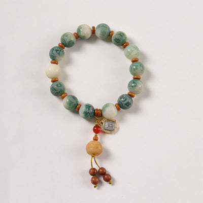 Buddha Stones Gradient Bodhi Seed Om Mani Padme Hum Carved Zakiram Peace Bracelet - image 2