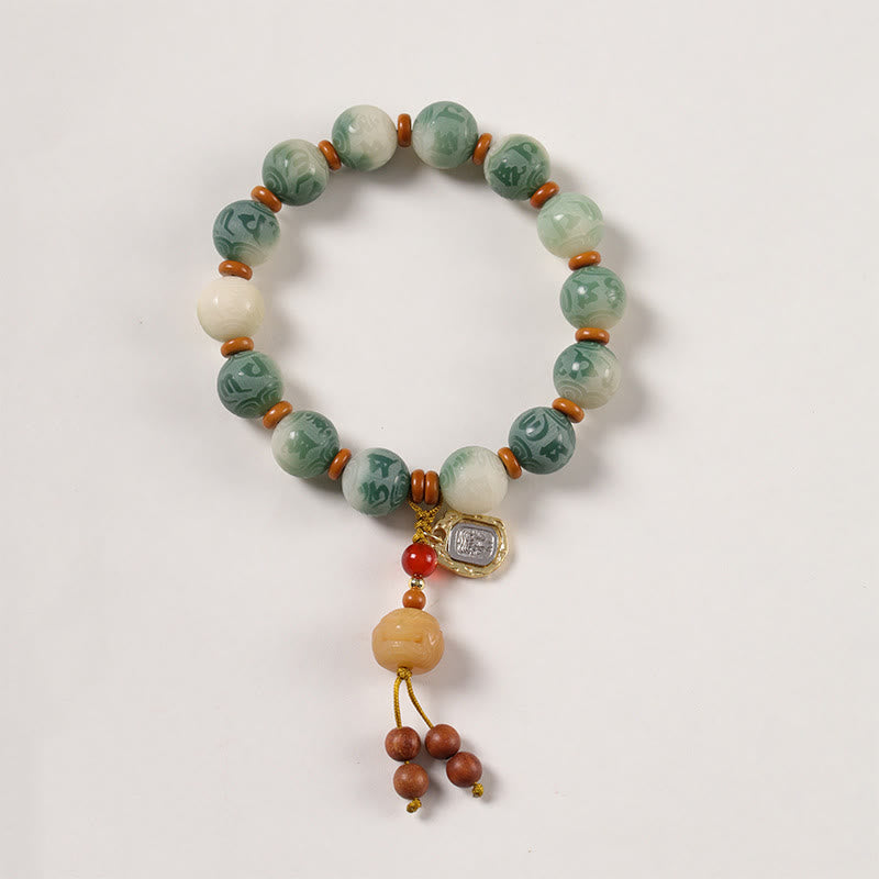 Buddha Stones Gradient Bodhi Seed Om Mani Padme Hum Carved Zakiram Peace Bracelet - image 2