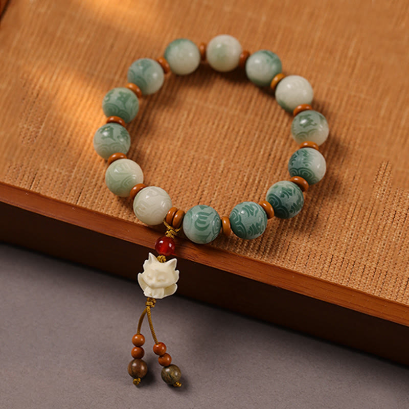 Buddha Stones Gradient Bodhi Seed Om Mani Padme Hum Carved Zakiram Peace Bracelet - image 11