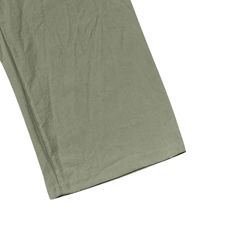 Buddha Stones Solid Color Buttons Drawstring Men's Cotton Pants With Pockets - image 20