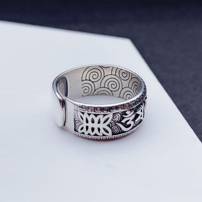 Buddha Stones Om Mani Padme Hum Copper Adjustable Wealth Ring - image 9
