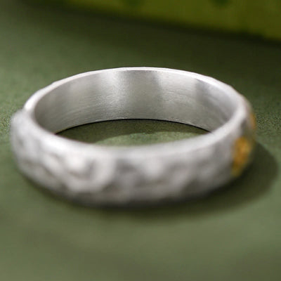 Buddha Stones Hammer Pattern Om Mani Padme Hum Copper Plated Silver Wealth Ring - image 10