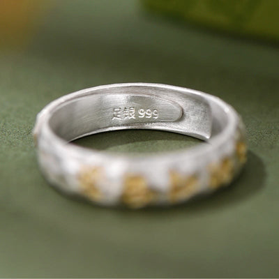 Buddha Stones 999 Sterling Silver Hammer Pattern Om Mani Padme Hum Balance Ring - image 9