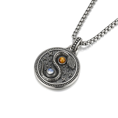Buddha Stones Snack Yin Yang Symbol Copper Wealth Necklace Pendant - image 2