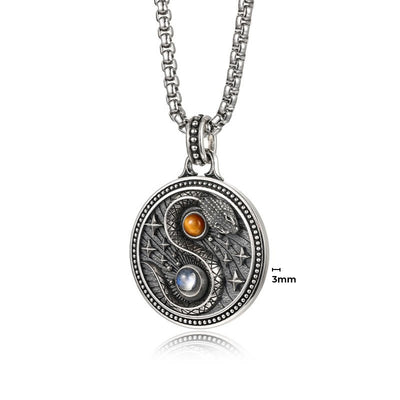 Buddha Stones Snack Yin Yang Symbol Copper Wealth Necklace Pendant - image 5