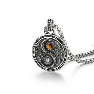 Buddha Stones Snack Yin Yang Symbol Copper Wealth Necklace Pendant - image 4