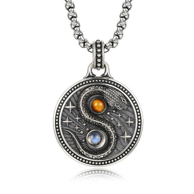 Buddha Stones Snack Yin Yang Symbol Copper Wealth Necklace Pendant - Copper(Wealth ♥ Luck) - image 1