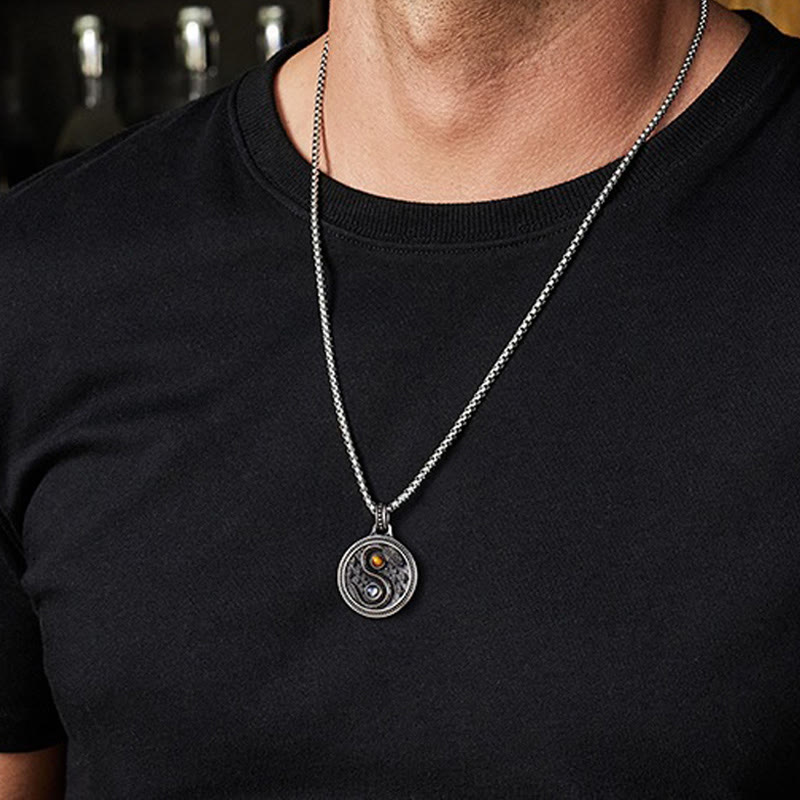 Buddha Stones Snack Yin Yang Symbol Copper Wealth Necklace Pendant - image 12