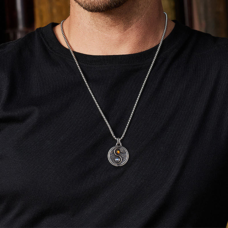Buddha Stones Snack Yin Yang Symbol Copper Wealth Necklace Pendant - image 10