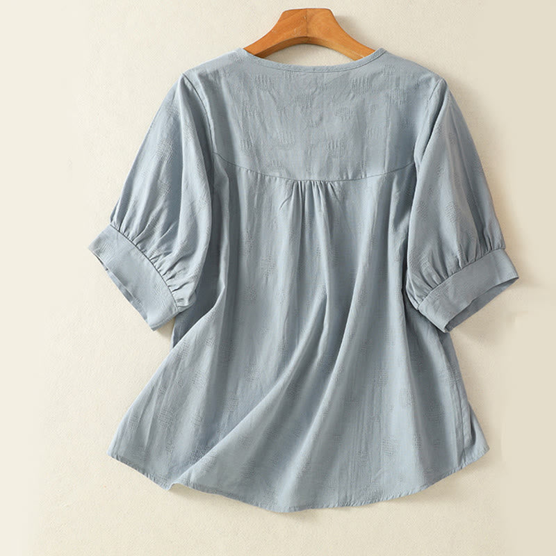 Buddha Stones 2pcs Plain Women's Short Sleeve Shirt Harem Pants Meditation Clothing Set - image 3