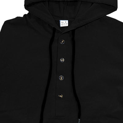 Buddha Stones Solid Color Fall Half Buttons Men's Hooded Long Sleeve Cotton Shirt - image 9