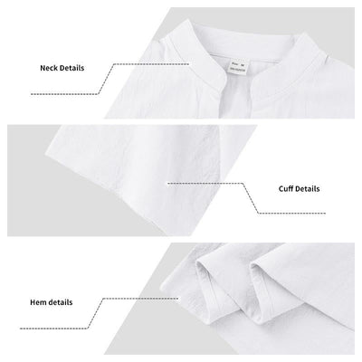 Buddha Stones Solid Summer Short Sleeve Half Buttons Linen Men's Shirt - image 12