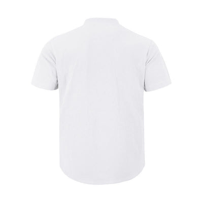 Buddha Stones Solid Summer Short Sleeve Half Buttons Linen Men's Shirt - image 9