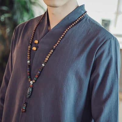 Buddha Stones 2Pcs Shirt Ankle-Length Pants With Pockets Men's Meditation Cloth Set - image 44