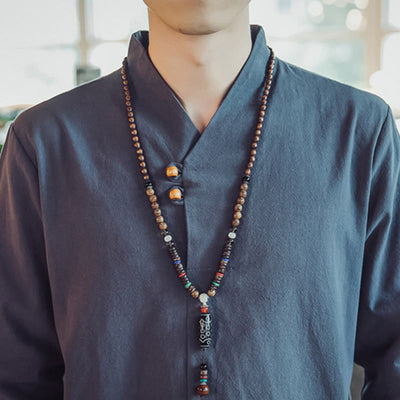 Buddha Stones 2Pcs Shirt Ankle-Length Pants With Pockets Men's Meditation Cloth Set - image 43