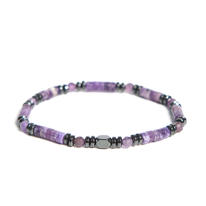 Buddha Stones Amethyst Hematite Spiritual Awareness Bracelet - Amethyst Hematite(Wrist Circumference 15-17cm) - image 1