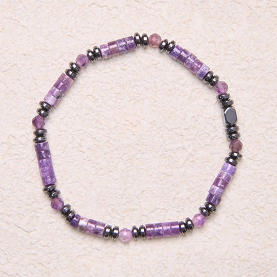 Buddha Stones Amethyst Hematite Spiritual Awareness Bracelet - image 2