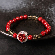 Bracelet Foviel Cinnabar Angora Red Shell Pearl Rose Petals Calm