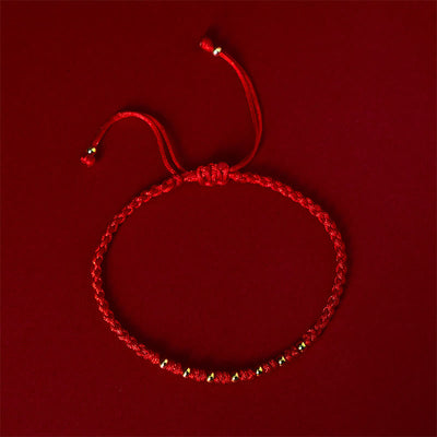 Buddha Stones 925 Sterling Silver Plated Gold Beads Red String Braided Protection Bracelet - image 1