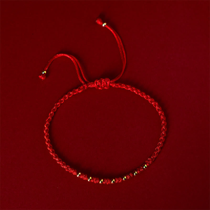 Buddha Stones 925 Sterling Silver Plated Gold Beads Red String Braided Protection Bracelet - image 1