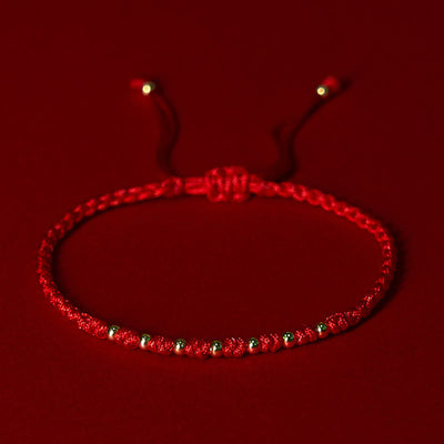 Buddha Stones 925 Sterling Silver Plated Gold Beads Red String Braided Protection Bracelet - 925 Sterling Silver(Wrist Circumference: 15-20cm) - image 0
