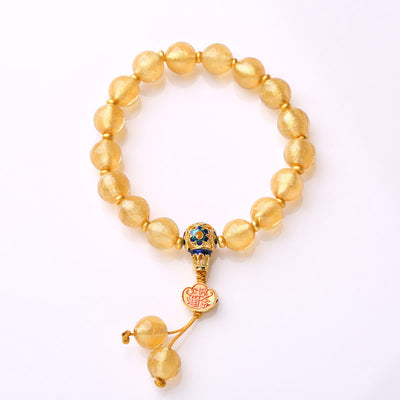 Buddha Stones Gold Foil Liuli Glass Bead Ruyi Golden Ingot Fortune Bracelet - image 8