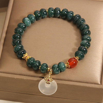 Buddha Stones Blue Jade Beads Peace Buckle Prosperity Bracelet - image 3