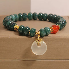 Buddha Stones Blue Jade Beads Peace Buckle Prosperity Bracelet - Jade(Wrist circumference: 15-16cm) - image 1