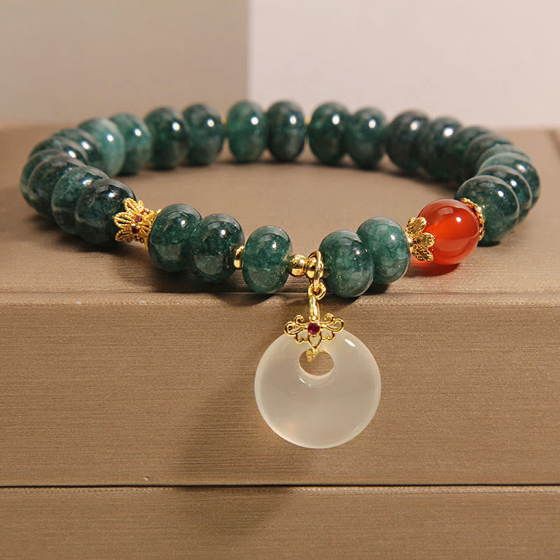 Buddha Stones Blue Jade Beads Peace Buckle Prosperity Bracelet - Jade(Wrist circumference: 15-16cm) - image 1