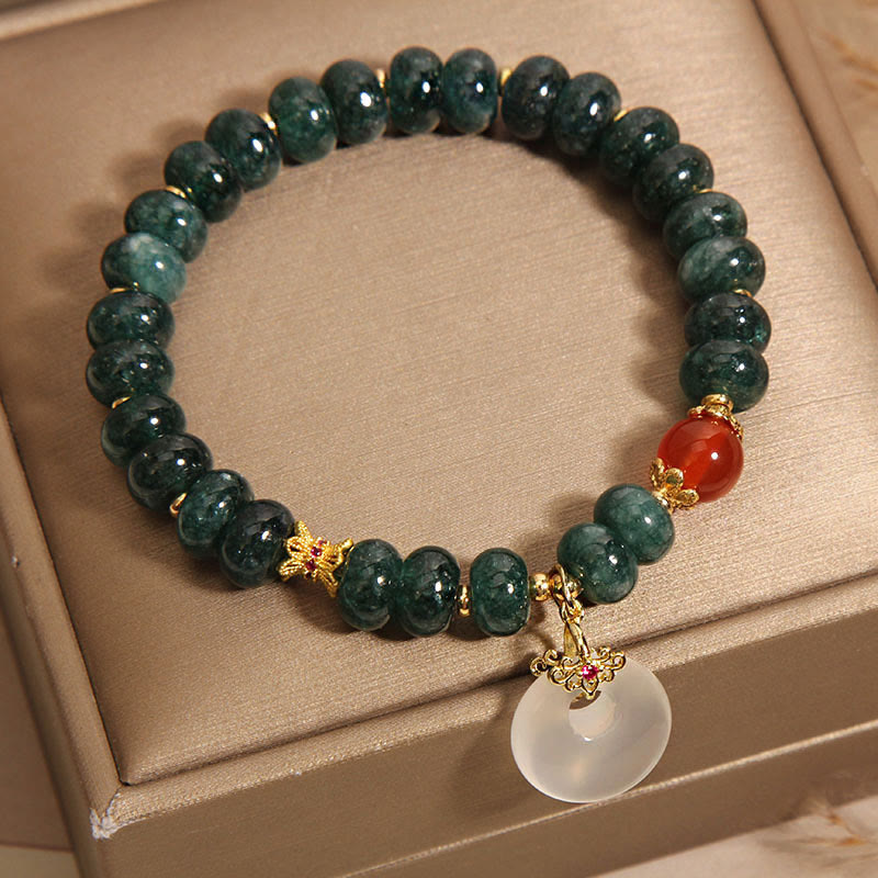 Buddha Stones Blue Jade Beads Peace Buckle Prosperity Bracelet - image 5