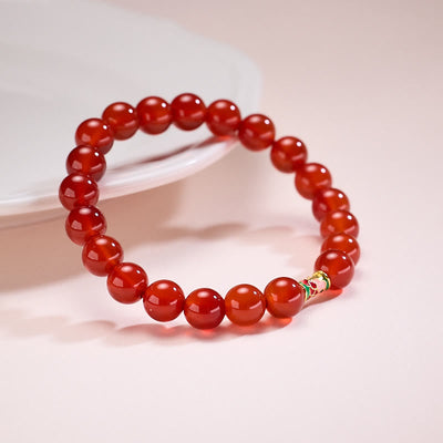 Buddha Stones Natural Red Agate Lucky Koi Fish Confidence Bracelet - image 7