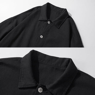 Buddha Stones Long Sleeve Button Stand Collar Design Men's Cotton Jacket Shirt With Pockets - image 2
