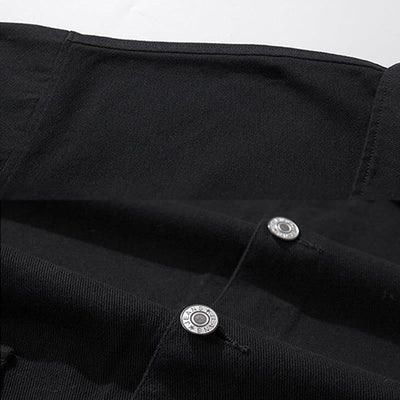 Buddha Stones Long Sleeve Button Stand Collar Design Men's Cotton Jacket Shirt With Pockets - image 4