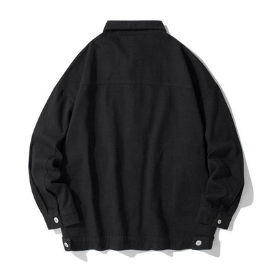 Buddha Stones Long Sleeve Button Stand Collar Design Men's Cotton Jacket Shirt With Pockets - image 1