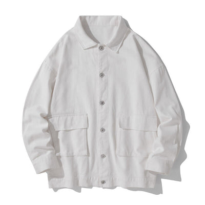 Buddha Stones Long Sleeve Button Stand Collar Design Men's Cotton Jacket Shirt With Pockets - White - US/UK/AU50，EU60 (5XL) - image 6