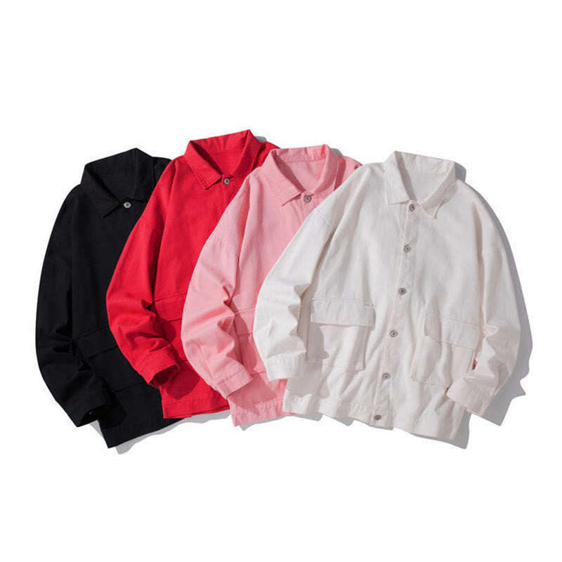 Buddha Stones Long Sleeve Button Stand Collar Design Men's Cotton Jacket Shirt With Pockets - image 12