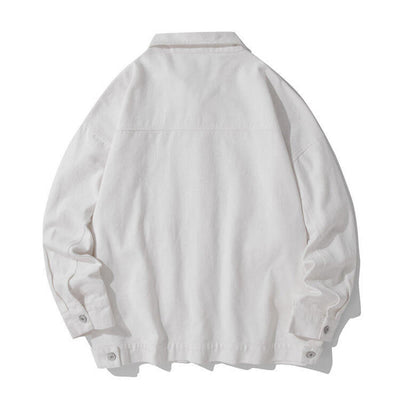 Buddha Stones Long Sleeve Button Stand Collar Design Men's Cotton Jacket Shirt With Pockets - image 7