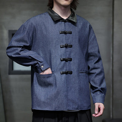 Buddha Stones Men's Frog-Button Cotton Long Sleeve Shirt With Pockets - image 5