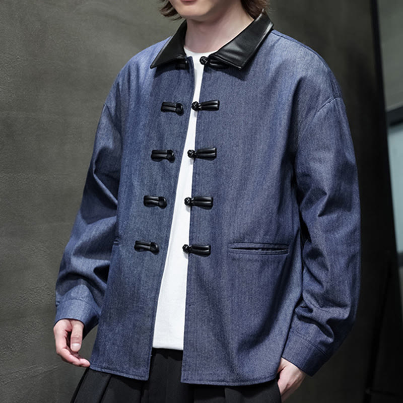 Buddha Stones Men's Frog-Button Cotton Long Sleeve Shirt With Pockets - image 3